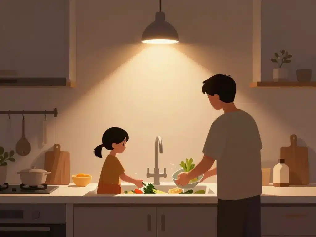 scène applique murale cuisine évier éclairage optimal