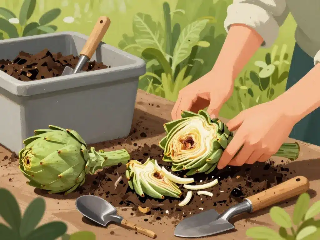 préparation artichaut compost mains jardin