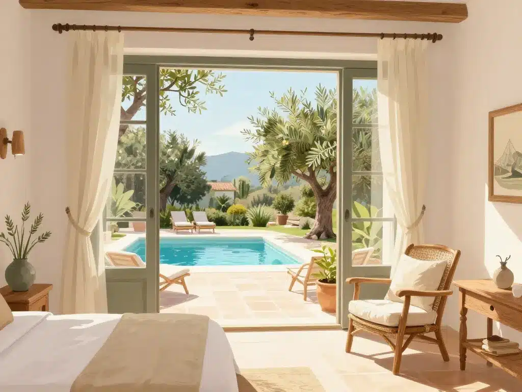 Chambre Casa Maca Ibiza, terrasse, piscine, design rural chic