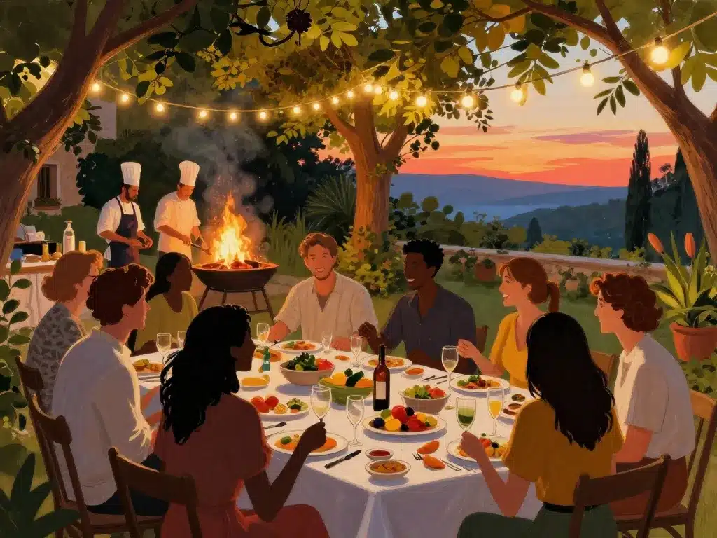 Restaurant Casa Maca Ibiza, soirée barbecue, jardin, ambiance conviviale