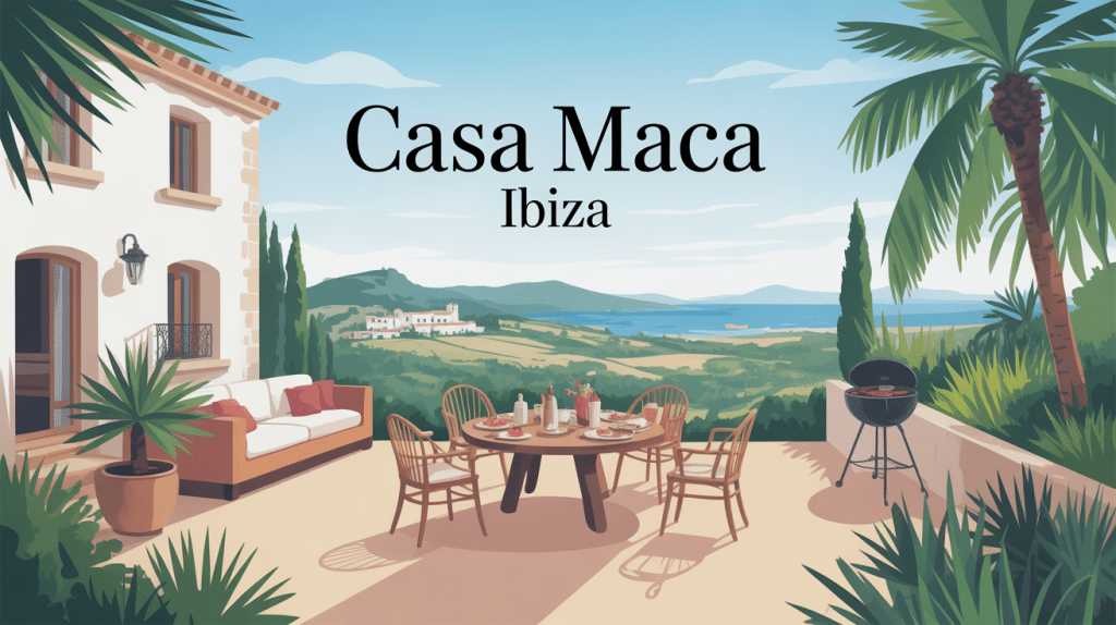 Illustration Casa Maca Ibiza, vue sur Dalt Vila, ambiance méditerranéenne chic
