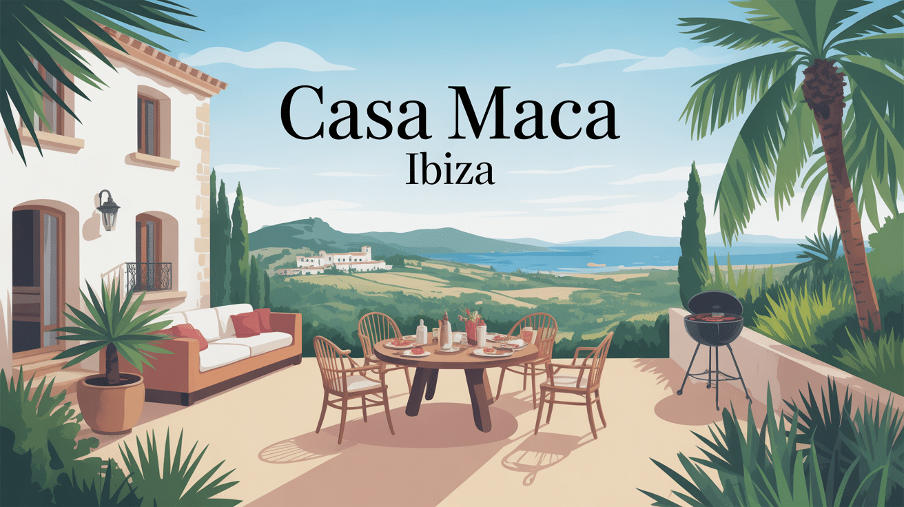 Illustration Casa Maca Ibiza, vue sur Dalt Vila, ambiance méditerranéenne chic
