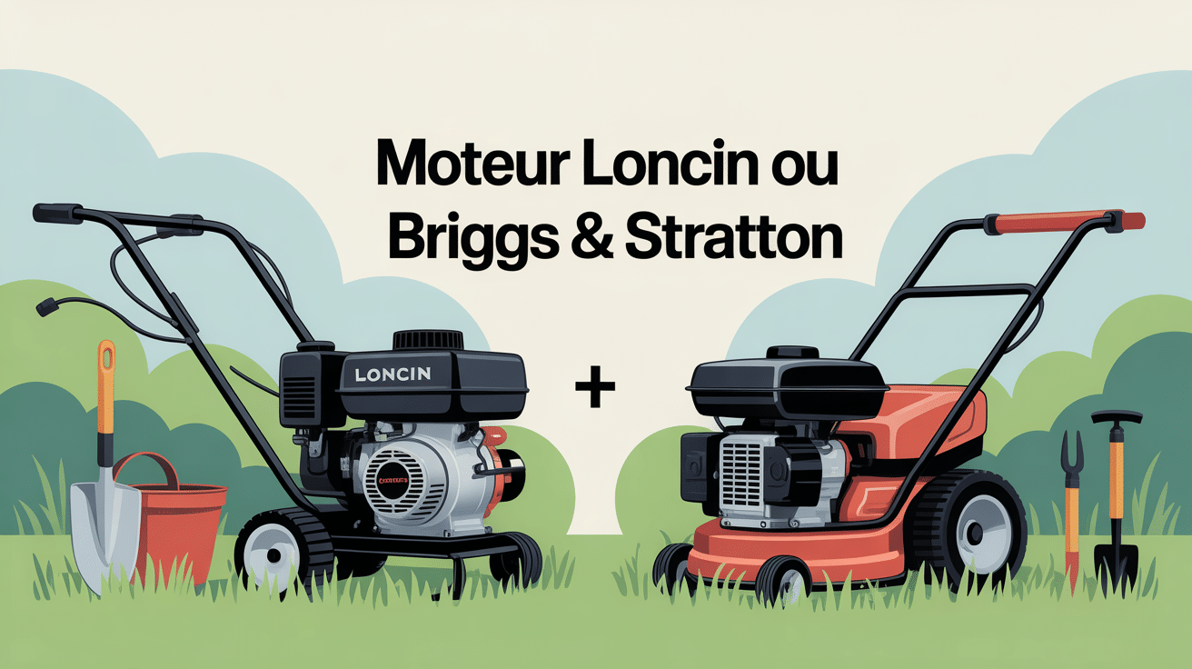 image centrale moteur loncin ou briggs et stratton sur pelouse