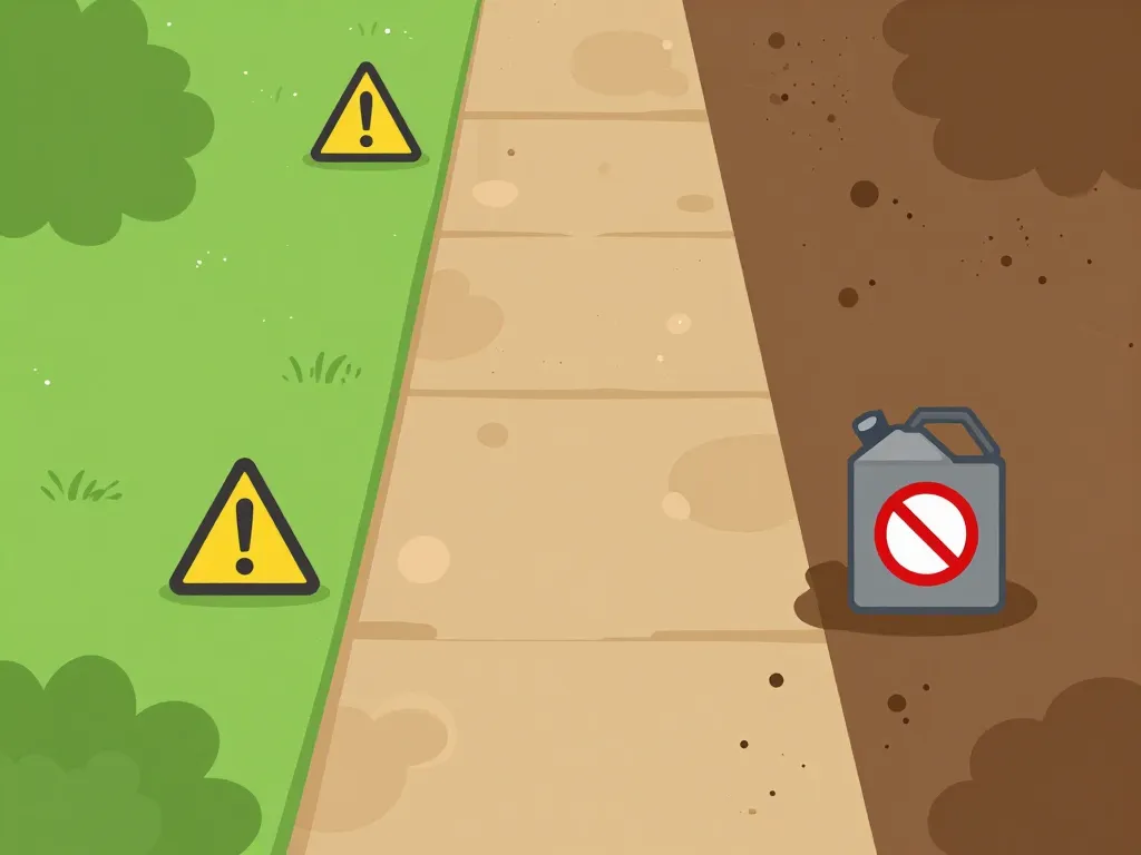 désherber au gasoil côté pollué et sain symbole interdiction