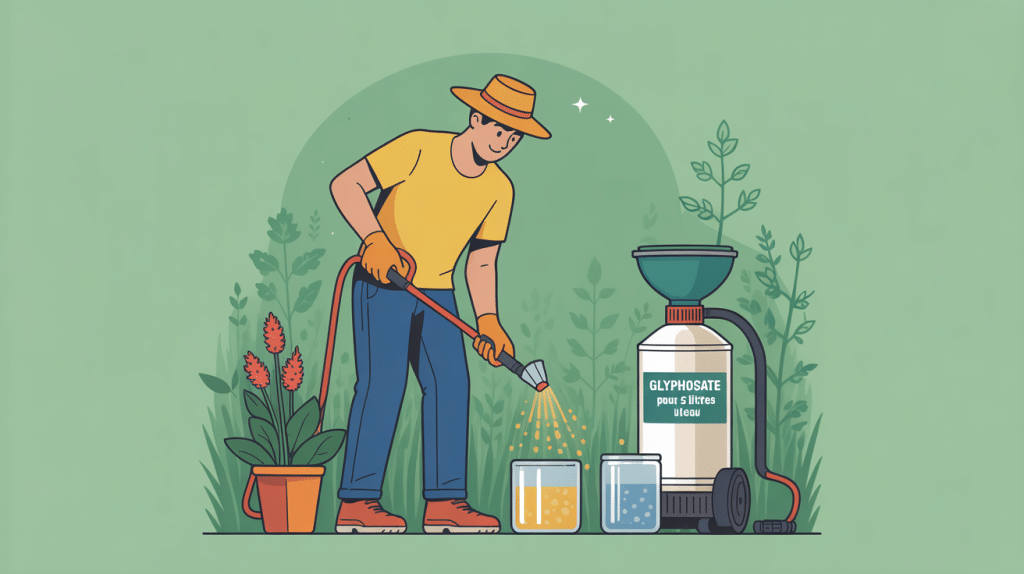 dosage glyphosate pour 5 l d'eau jardinier préparant solution