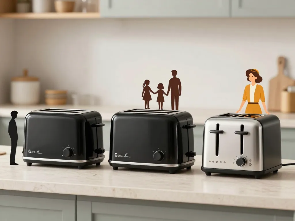 trois grille pain noir différents sur comptoir