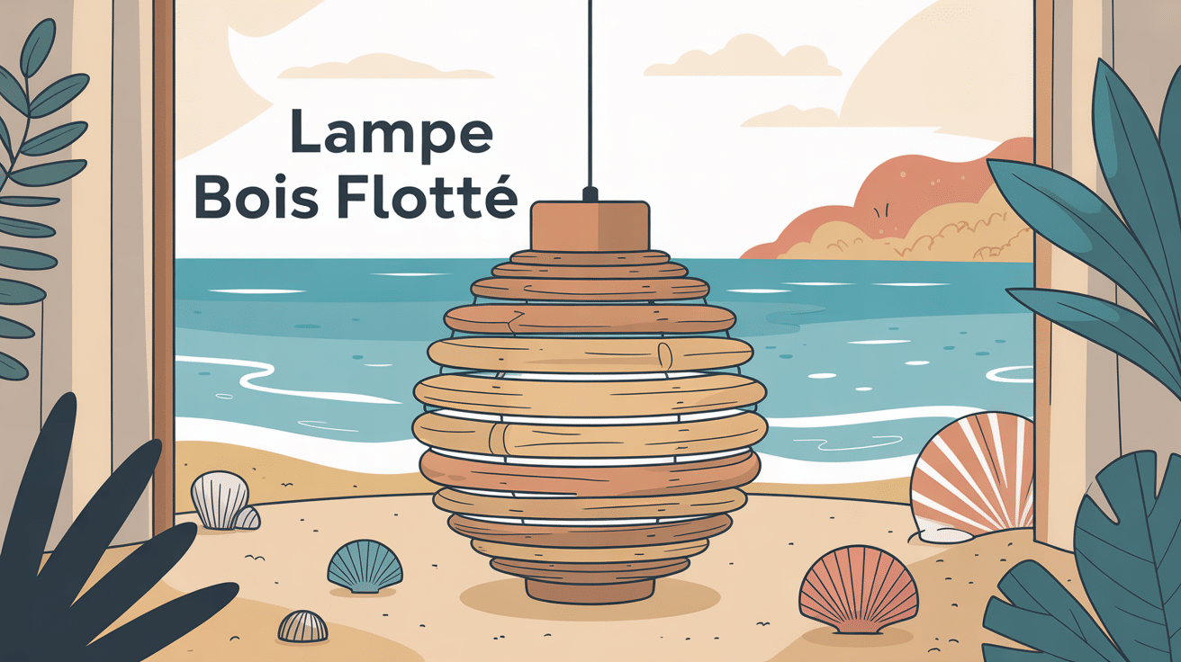 Illustration lampe bois flotté ambiance accueillante