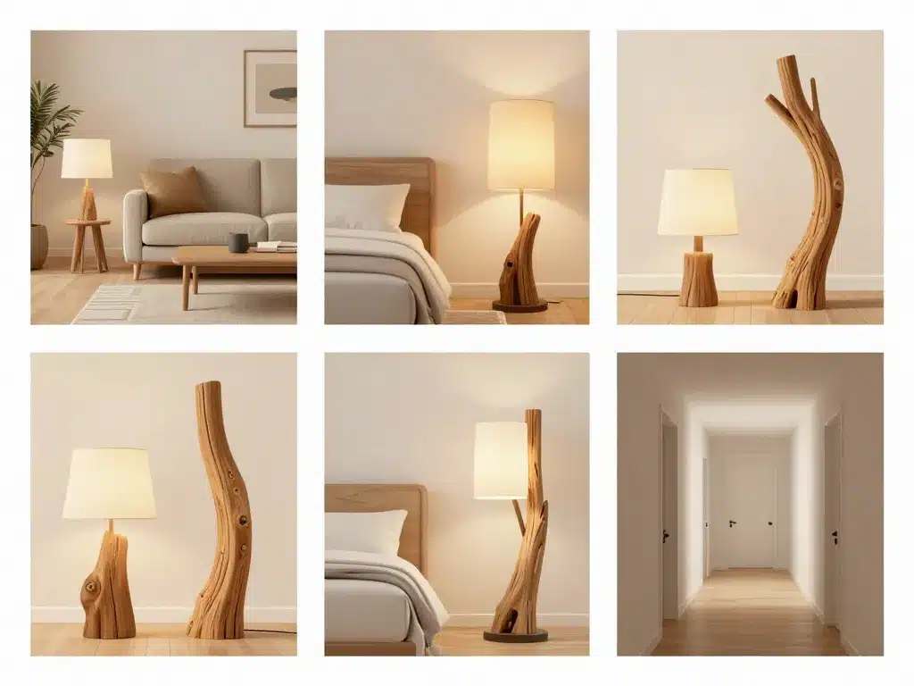 Lampe bois flotté salon chambre entrée