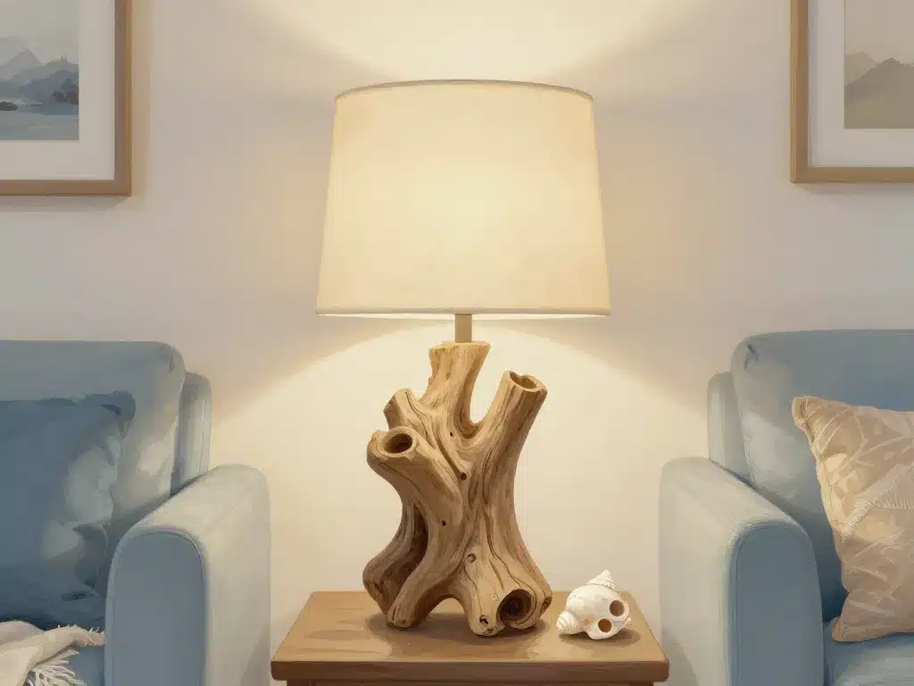 Lampe bois flotté, point focal dans un salon cosy