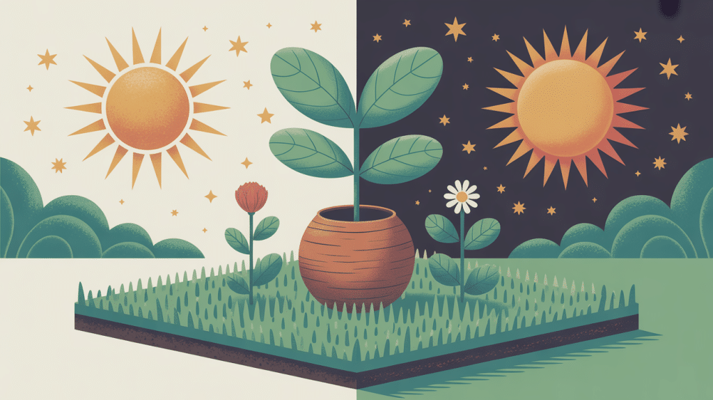 croissance du gazon nuit et jour illustration SEO