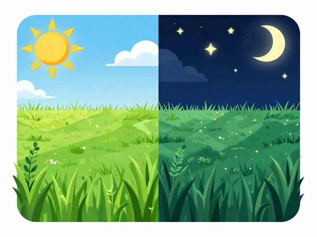 schéma jour nuit croissance gazon SEO