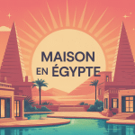 illustration rêve maison en egypte palmiers soleil