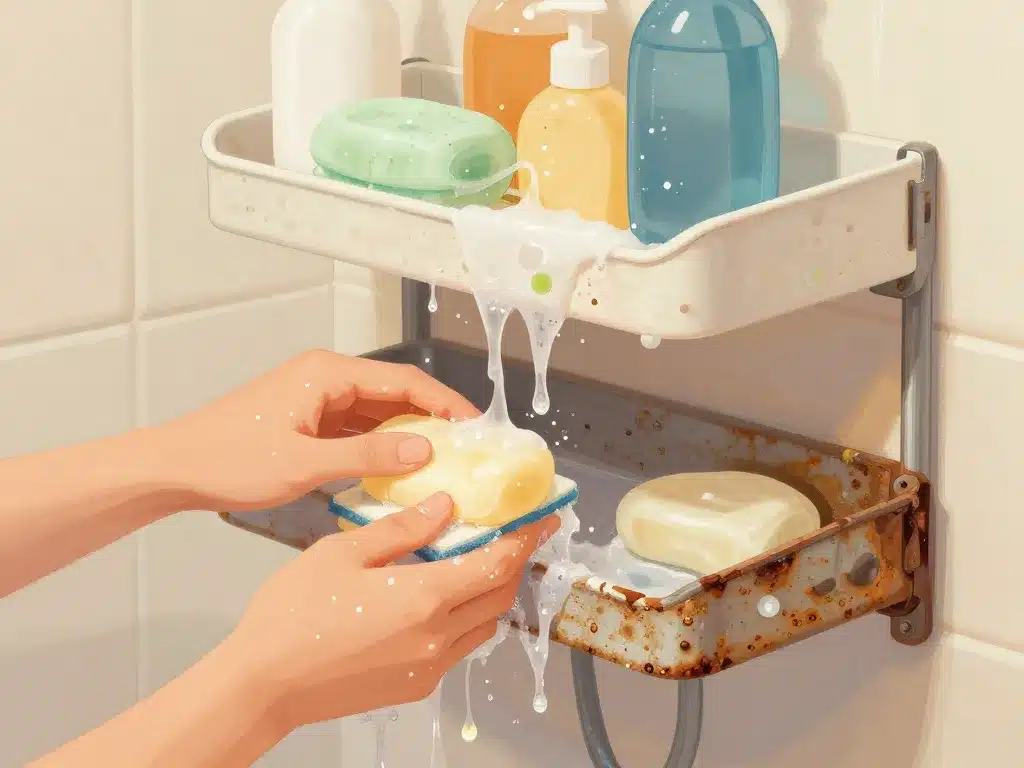 nettoyage etagere douche avant après