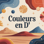 Illustration de palette couleur en d avec nuances doré denim daim dragée dune désert dahlia