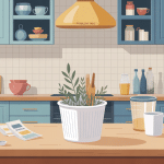 poubelle de table au centre d’une table moderne