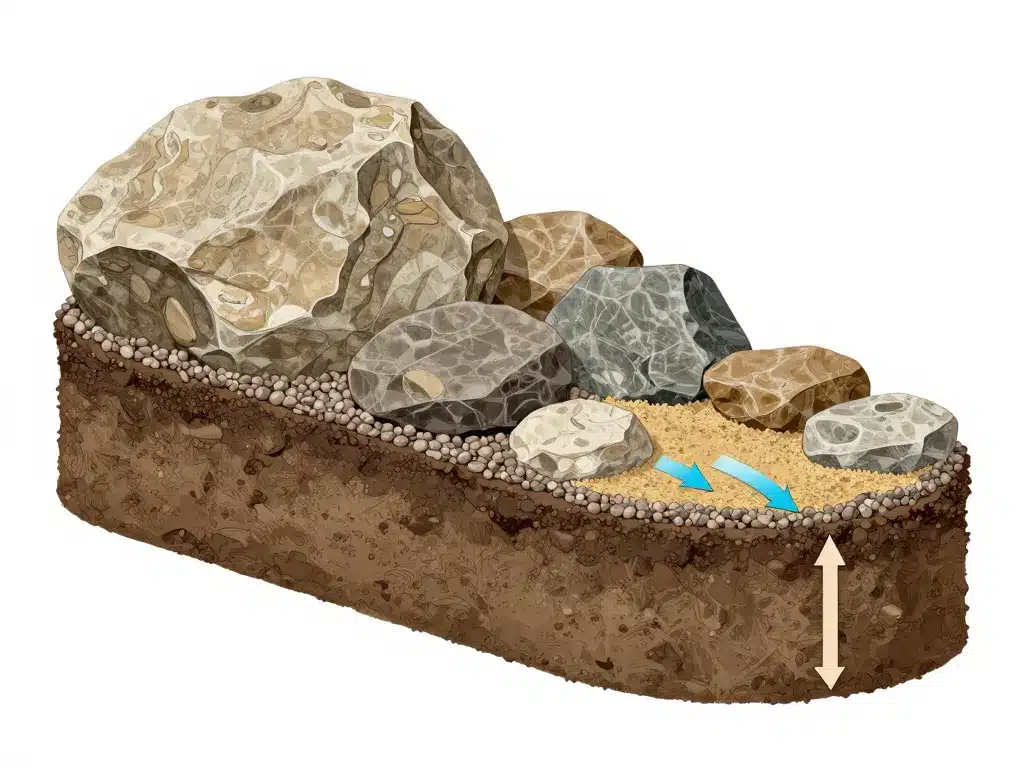 rocaille en pierre diagramme drainage préparation sol