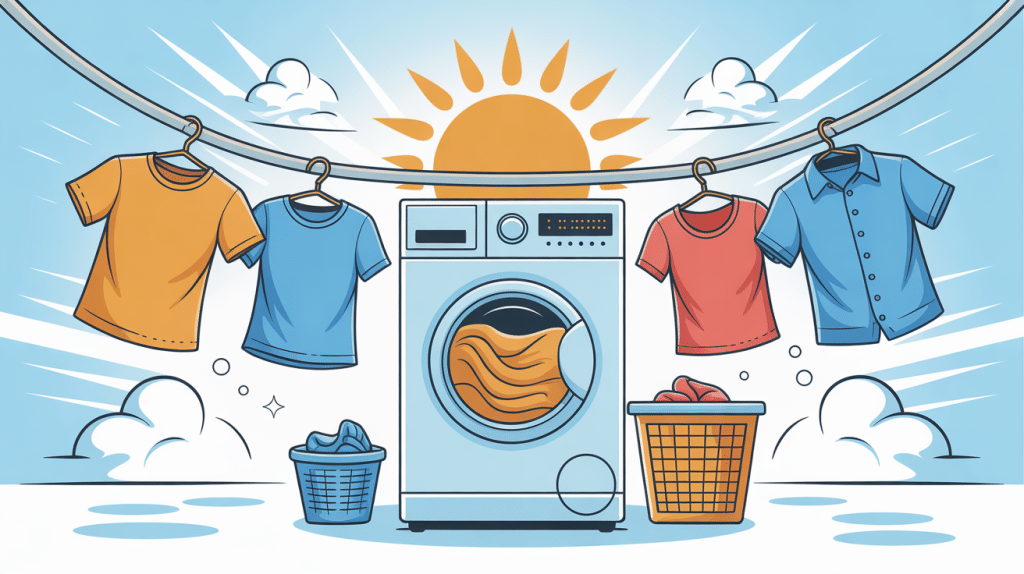 illustration secher linge machine a laver sans seche linge