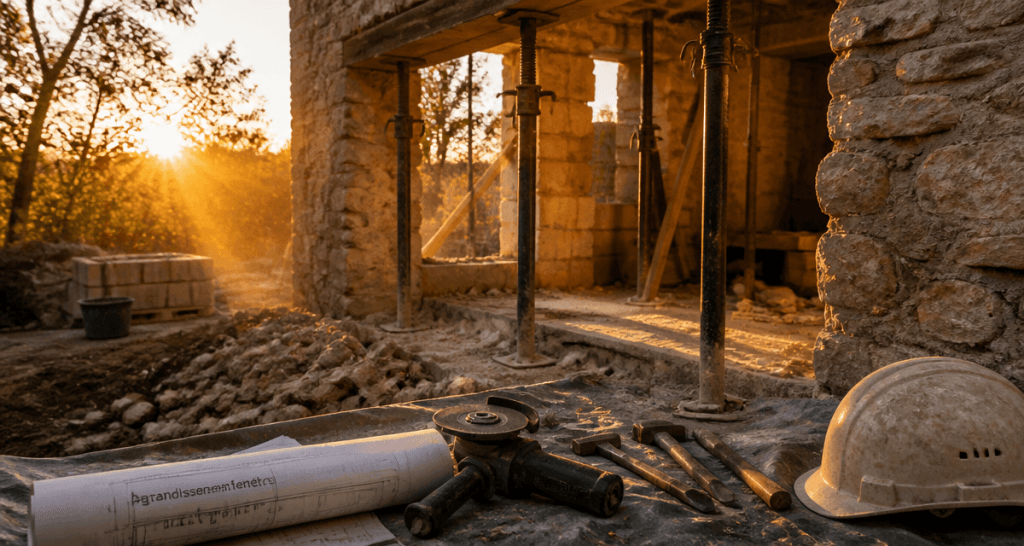 agrandir fenetre ouverture mur pierre chantier