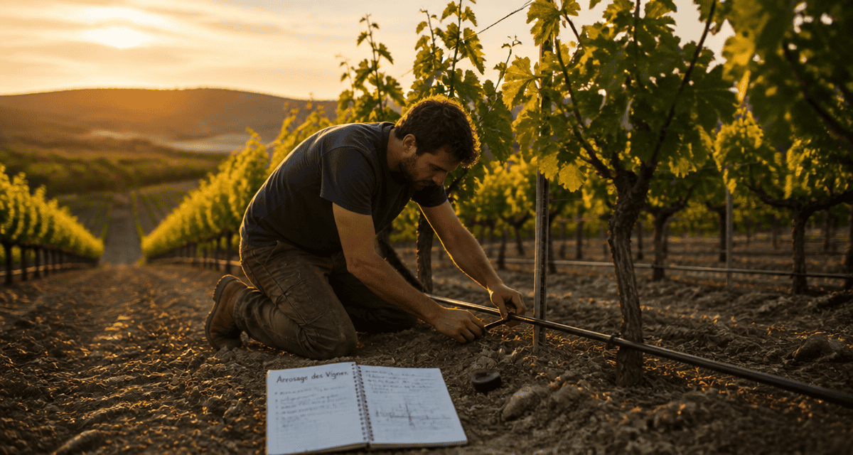 arrosage vignes goutte à goutte viticulteur
