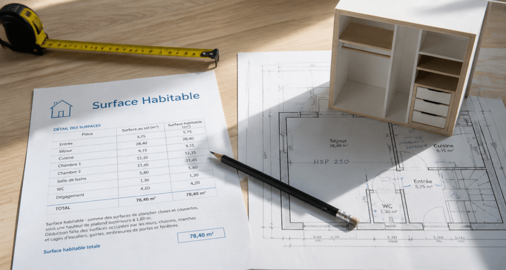 plan avec placard surface habitable