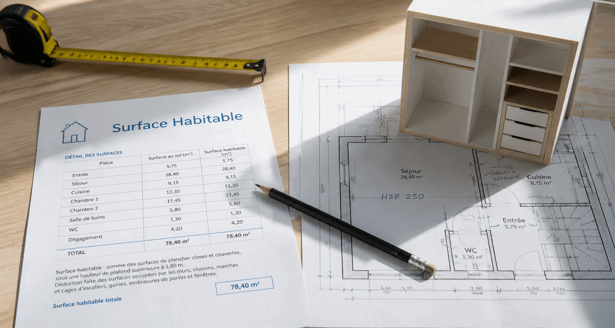 plan avec placard surface habitable