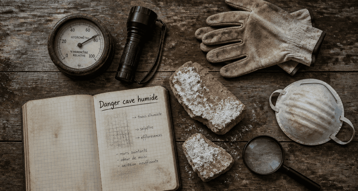 cave humide danger table outils