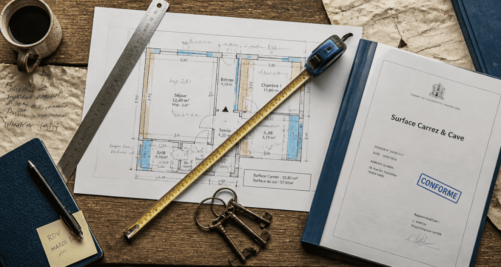 cave loi carrez dossier et plan
