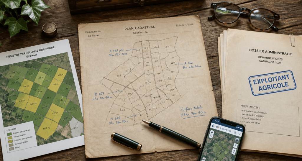 comment savoir qui exploite une parcelle agricole, vue carte et dossier