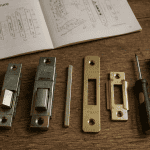 composition d une serrure pieces sur table