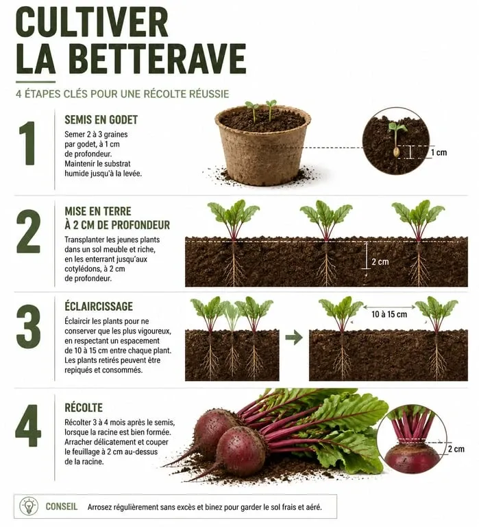 Étapes de plantation et culture de la betterave au potager