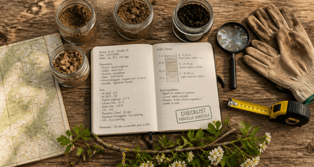 Outils analyse sol champs agricole