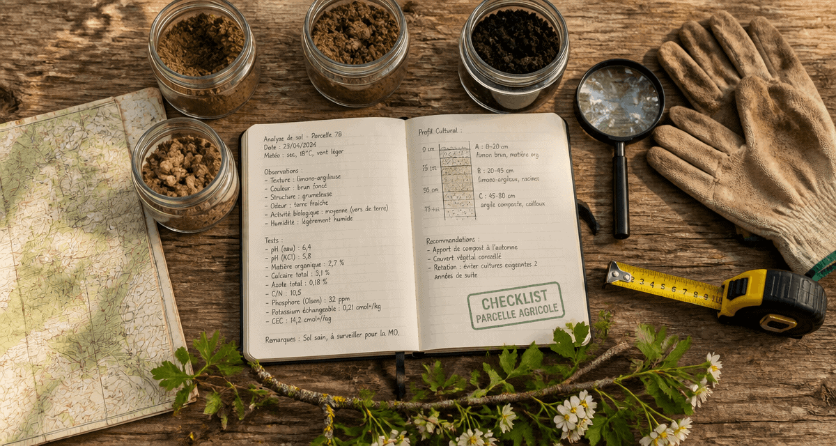 Outils analyse sol champs agricole