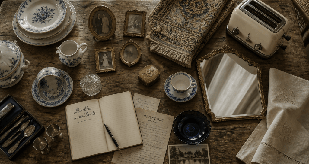 liste des meubles meublants succession sur table ancienne