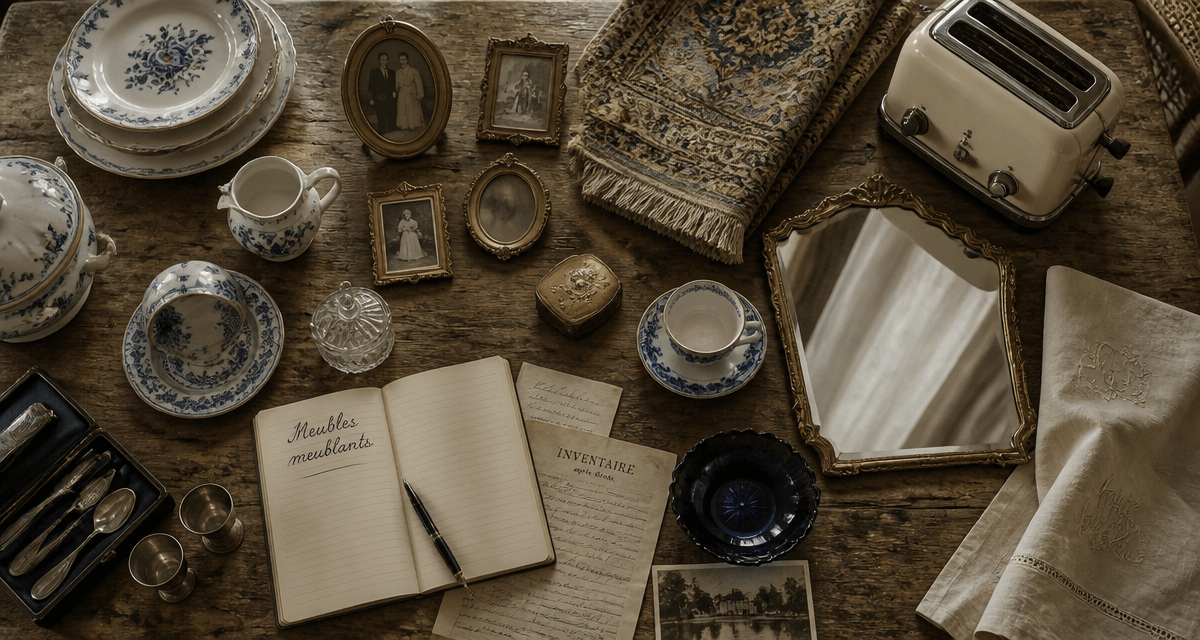 liste des meubles meublants succession sur table ancienne