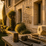 Maison pierre de taille au jardin ensoleillé