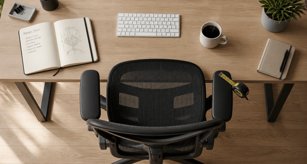 meilleur chaise ergonomique 2025 sur bureau en bois clair