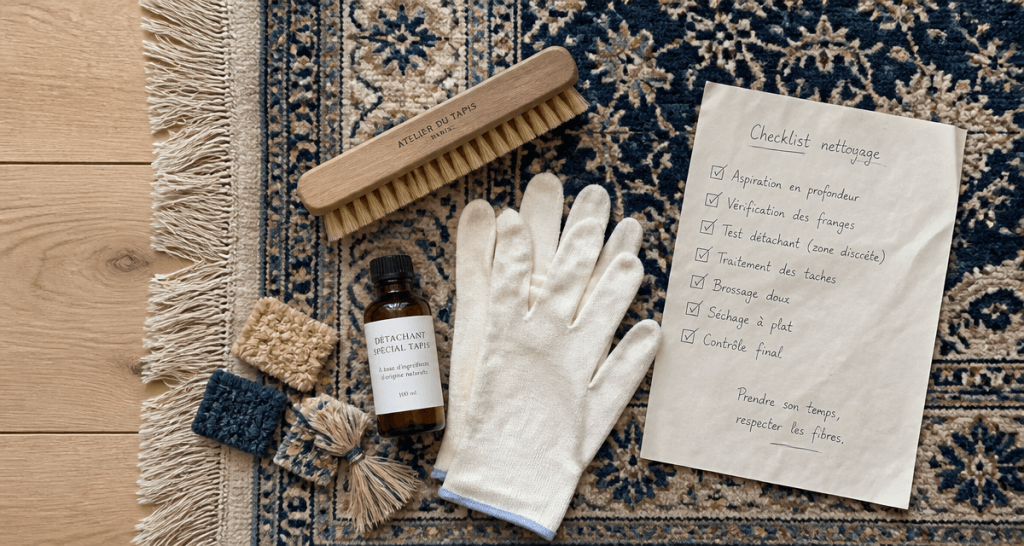 ou faire nettoyer un tapis avec accessoires de nettoyage