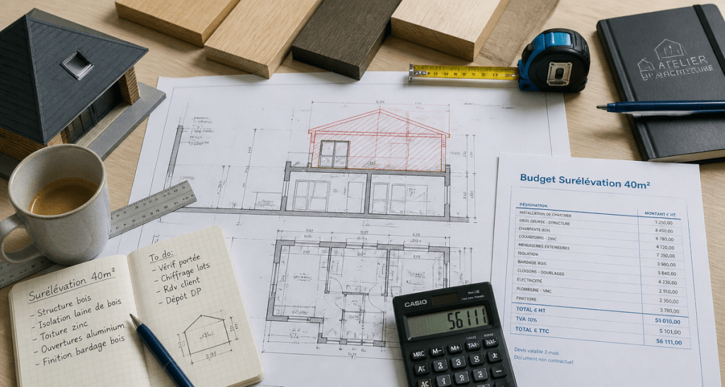 prix surélévation maison 40m2 plans et devis