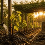 Quand planter vigne, jeunes vignes plantées et arrosées