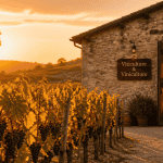 Vignoble viticole vinicole avec chai et raisins