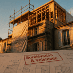 surélévation maison et voisinage, plan cadastral, chantier