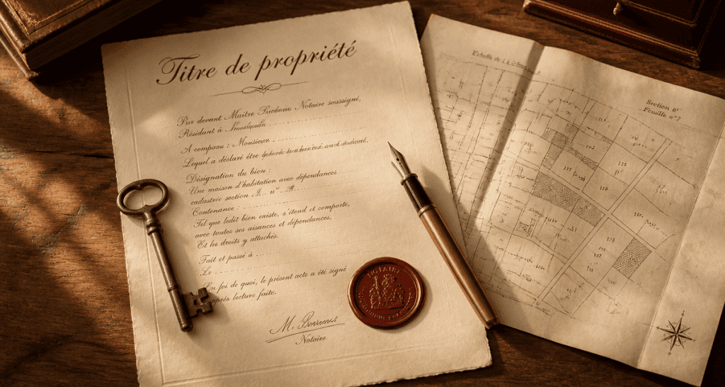 titre notaire acte ancien clé plan cadastral