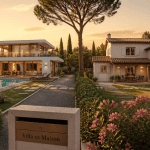 villa maison moderne et classique à l'heure dorée