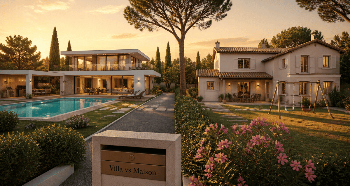villa maison moderne et classique à l'heure dorée