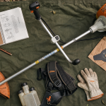 Débroussailleuse Stihl FS 55, tête à fil et lame métallique, test 27 cc