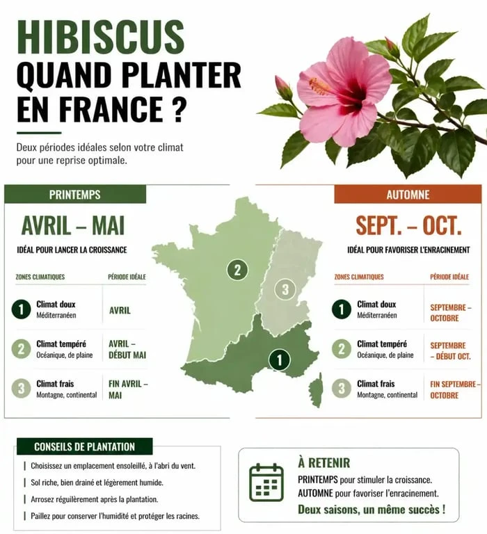 Infographie calendrier de plantation hibiscus en pleine terre