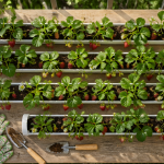 fraisier dans gouttière sur balcon