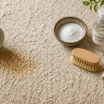 nettoyer une moquette avec vinaigre et brosse