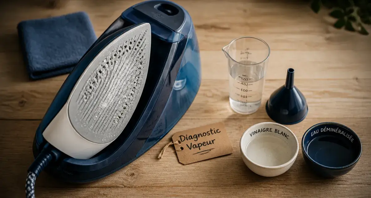 Problème centrale vapeur Philips PerfectCare : semelle avec tartre visible
