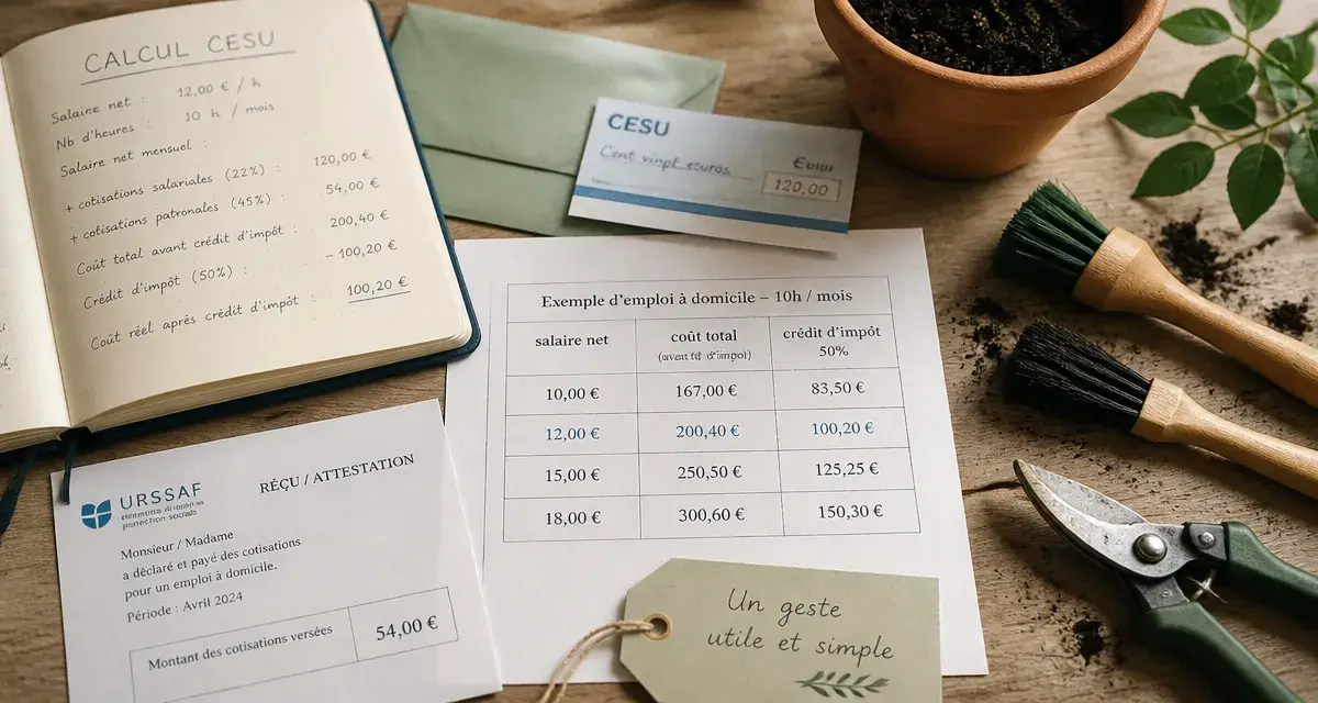 Tarif jardinier CESU : coût réel après 50% crédit d’impôt